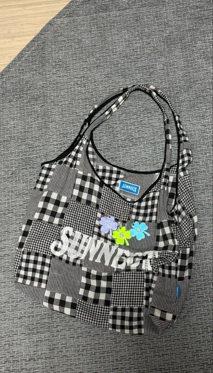 써넥트 ショルダーバッグ ブラック CHECK パッチワーク エコバッグ