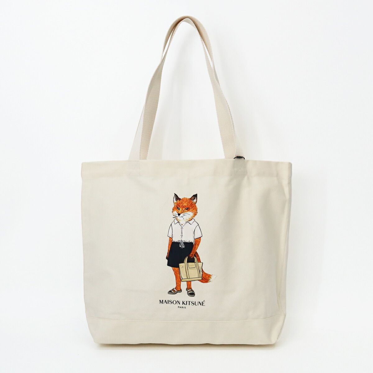 ■MAISON KITSUNE メゾン キツネ キャンバストートバッグ QU05108WW9042 ドレスド フォックス メンズ レディース ユニセックス