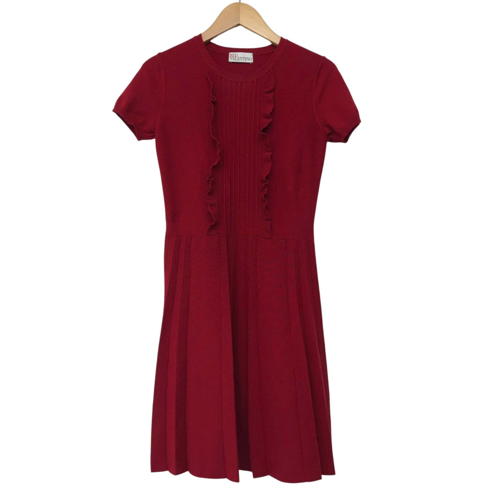 RED VALENTINO/レッドヴァレンティノ/フリル半袖ニットワンピース/サイズXS/RS1362