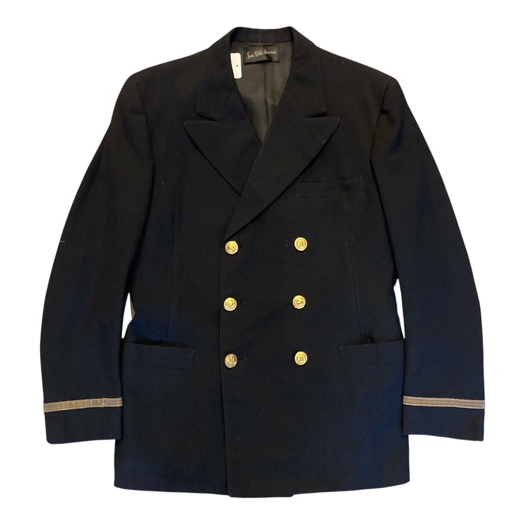 40s US NAVY saks fifth avenue navy blazer / 40年代製 アメリカ海軍 紺ブレザー 金ボタン　【F450】