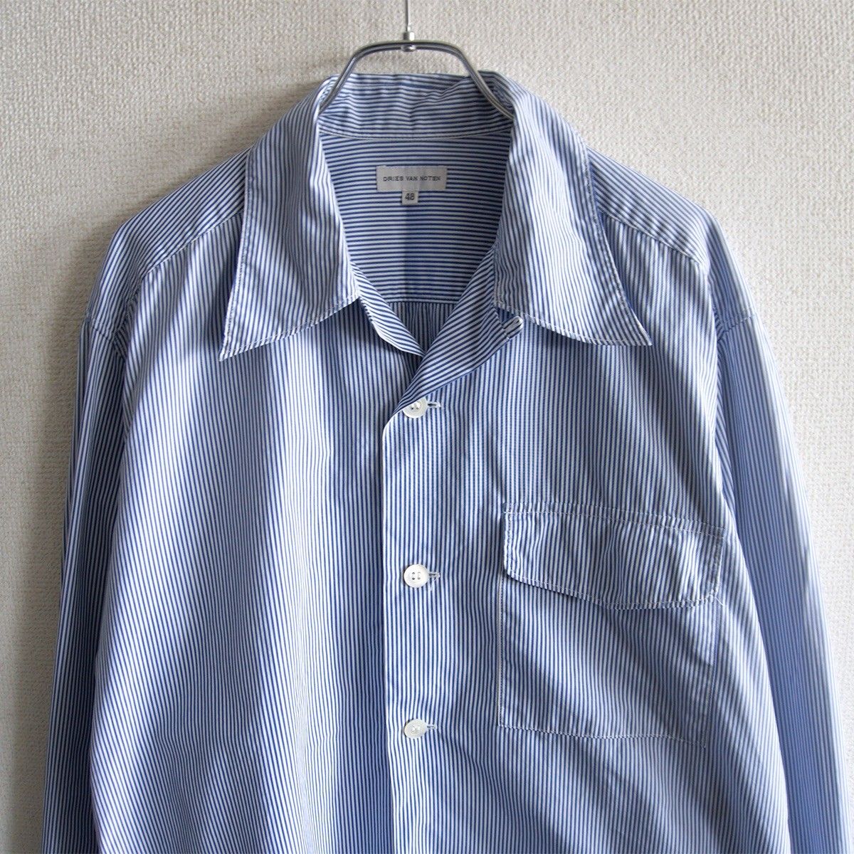 美品】DRIES VAN NOTEN【90s-00s COTTON OPEN COLLAR SHIRT】48