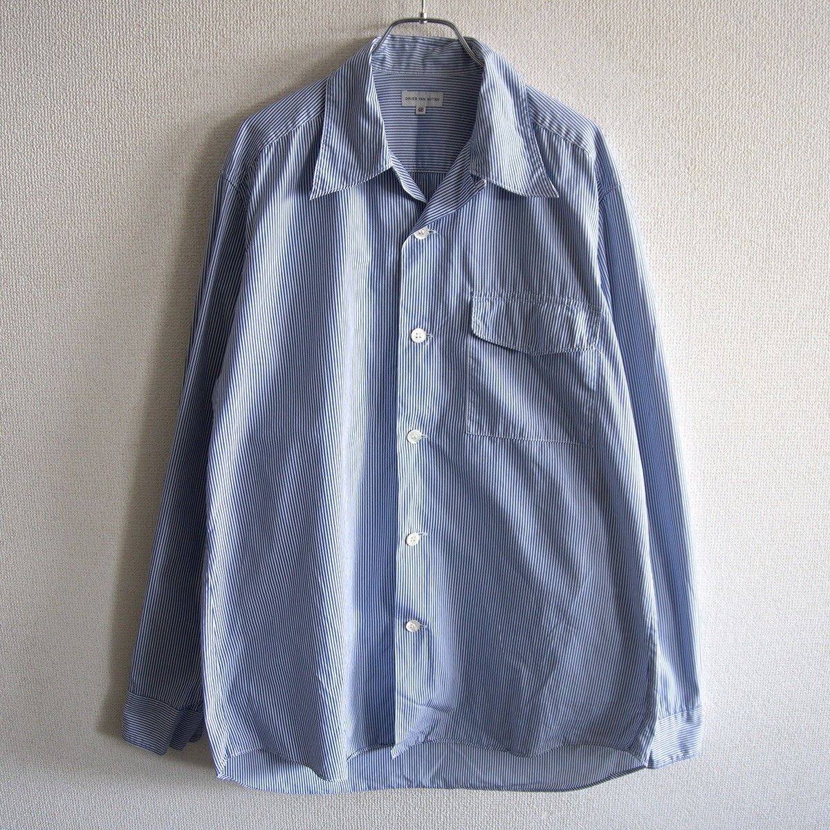 美品】DRIES VAN NOTEN【90s-00s COTTON OPEN COLLAR SHIRT】48