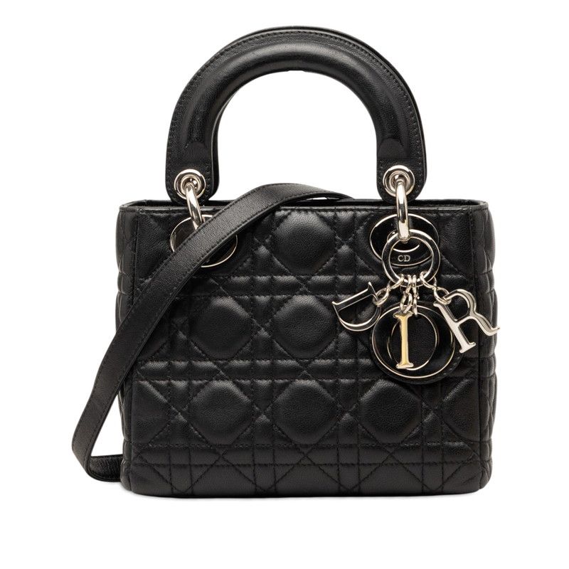 ディオール カナージュ レディディオール ミニ ハンドバッグ ショルダーバッグ 2WAY ブラック レザー レディース Dior【1-0266290】