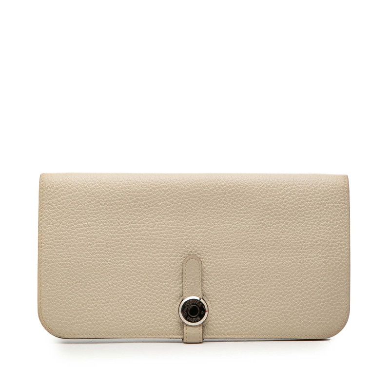 エルメス ドゴン ロング 長財布 ロングウォレット X刻印 クレ アイボリー系 トゴ レディース HERMES【1-0268420】