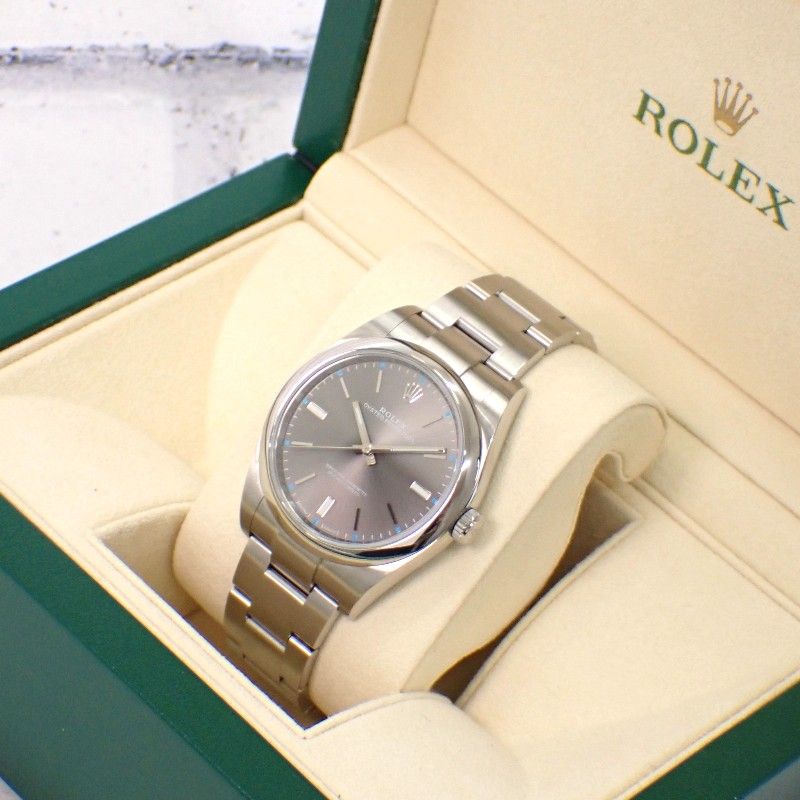 ロレックス ROLEX オイスターパーペチュアル 114300 腕時計 ステンレススチール ダークロジウム スイス製クオーツ グレー文字盤 メンズ【中古】【Aランク】