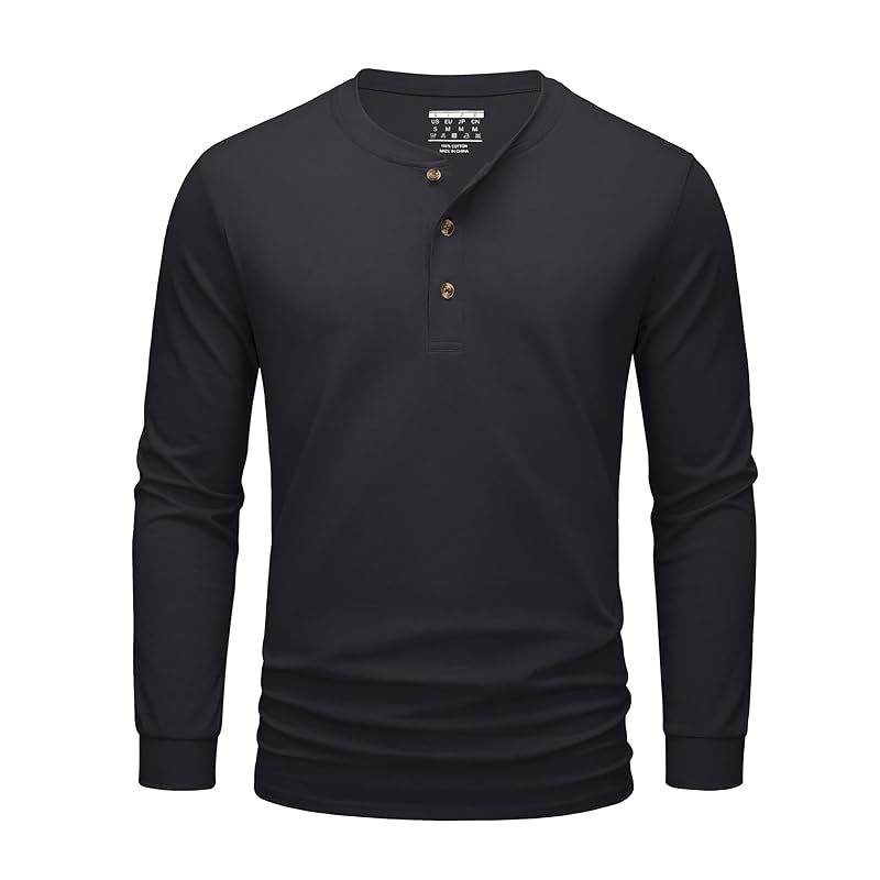 【新品】 [TACVASEN] ロングtシャツ メンズ 大きいサイズ 綿100 無地 ゆったり カジュアル 薄手 カットソー ビジネス ゴルフ 通気性 ヘンリーネック ストレッチ インナー 上着 春夏秋 ブラック L 4,183円