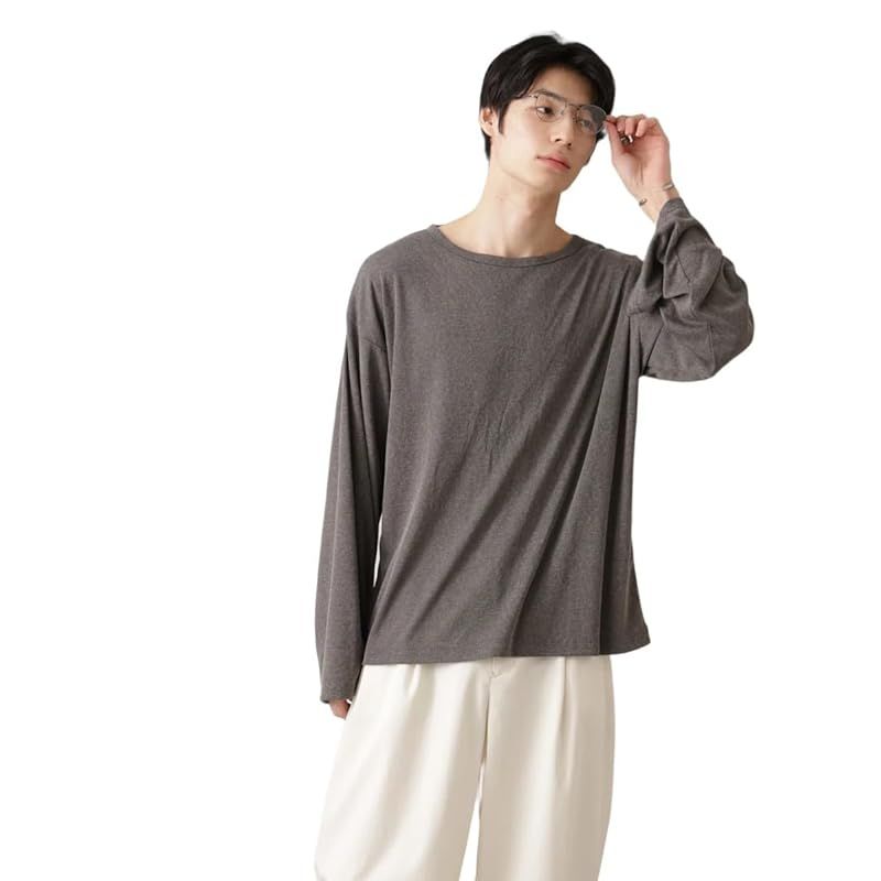 【新品】 [ナノ・ユニバース] WEB限定/セミシアー クルーネック プルオーバー 長袖 メンズ L 023 チャコール 672-5123210