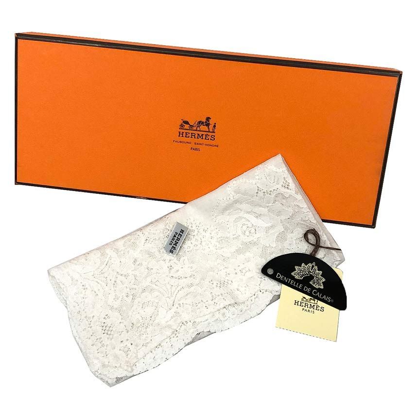 希少 HERMES エルメス レース ハンカチ 白 DENTELLE MOUCHOIR
