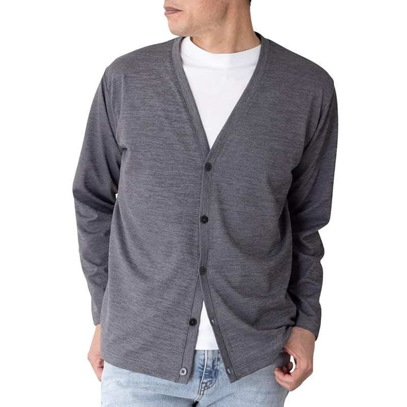 【新品】 [INSPIRE] インスパイア UV 長袖 カーディガン クイックドライ 旅行 メンズ 男性 春 夏 秋 30代 40代 50代 60代 カジュアル 服 おしゃれ 父の日 贈り物 ギフト プレゼント (L, グレー)