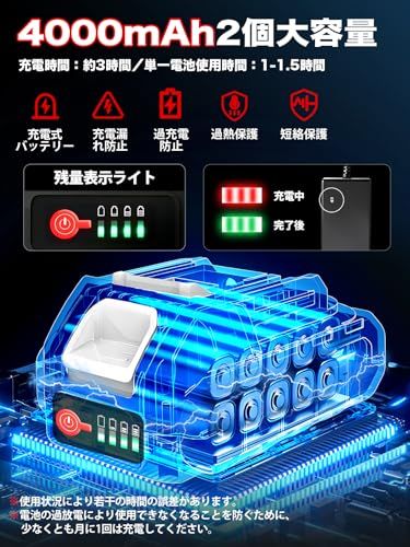 草刈り機 充電式 コードレス 残量表示 【2026最新型】草刈機 4000mAh大