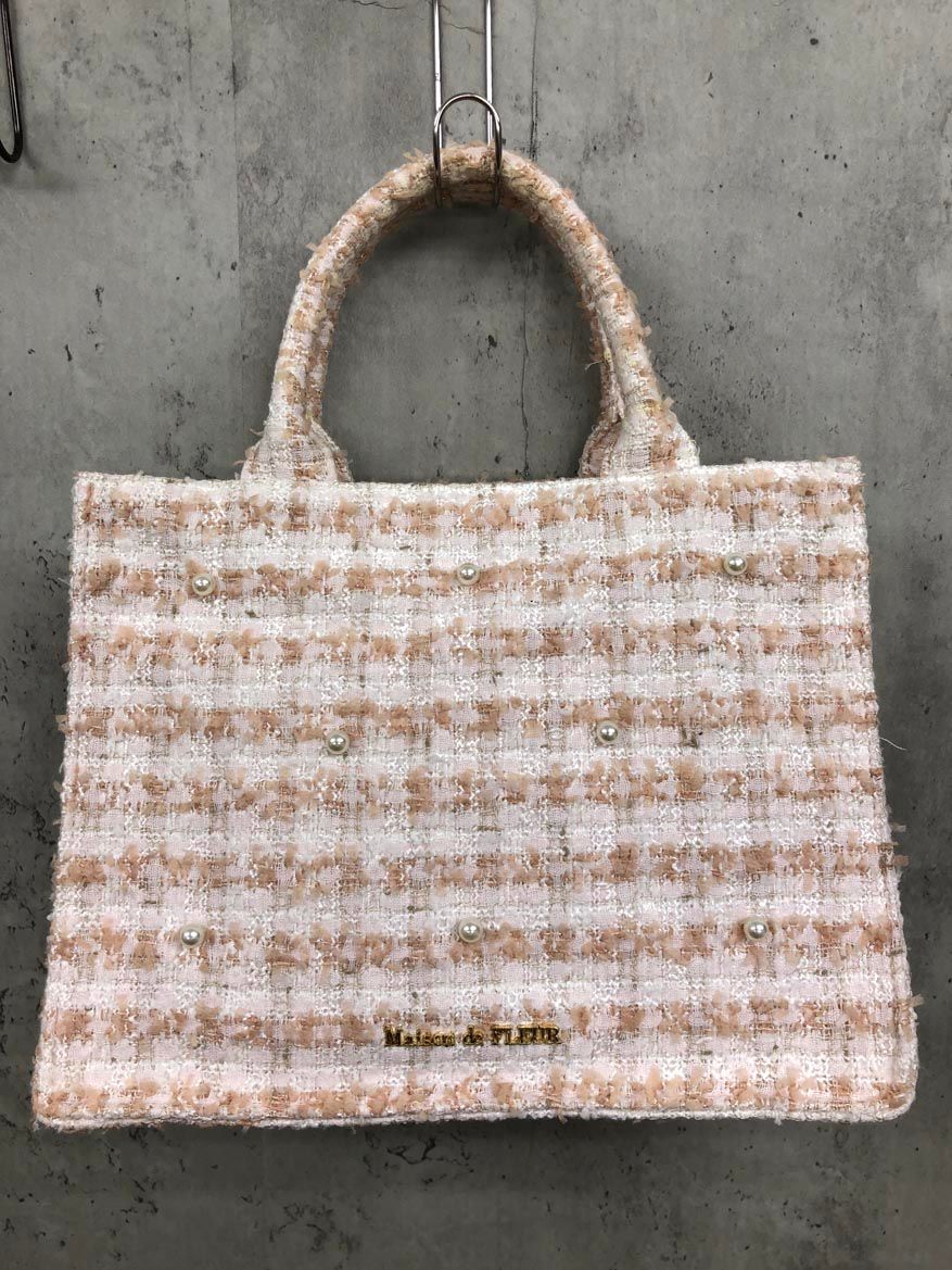 Maison de FLEUR メゾン ド フルール ツイード パール トート バッグ 