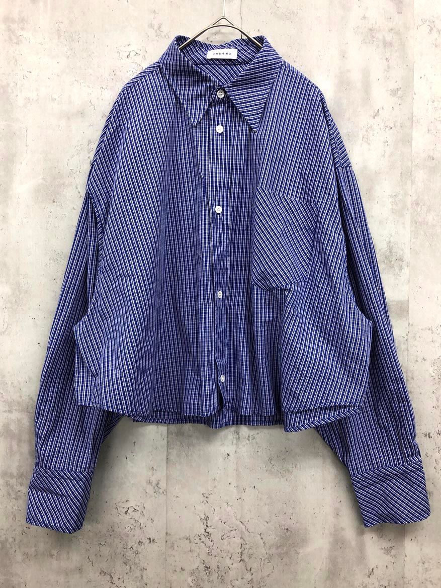 FASHIRU バイアスポケットチェック シャツ size表記なし/ブルー ■■ レディース 4,608円