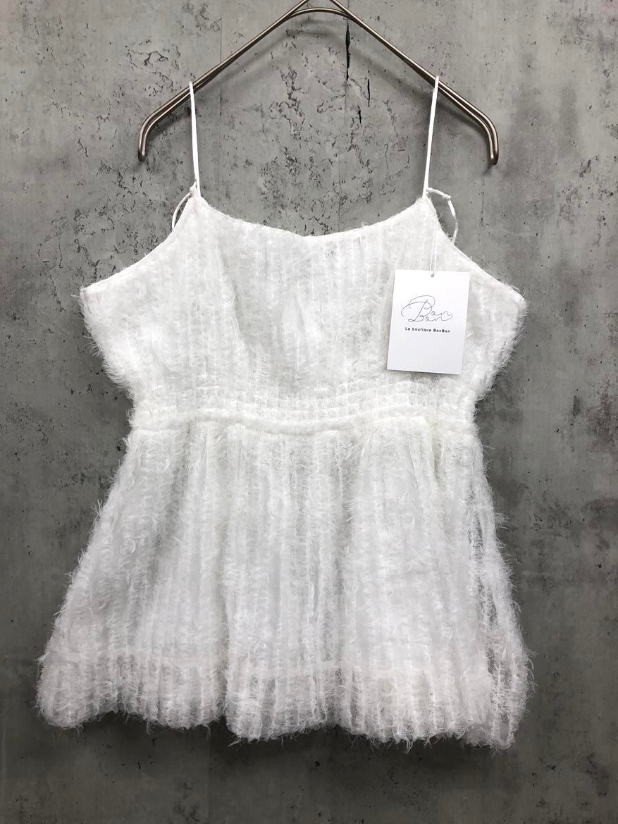 新品 La boutique BonBon ラブティックボンボン フェザーチュール キャミソール sizeF/白 ■■ レディース