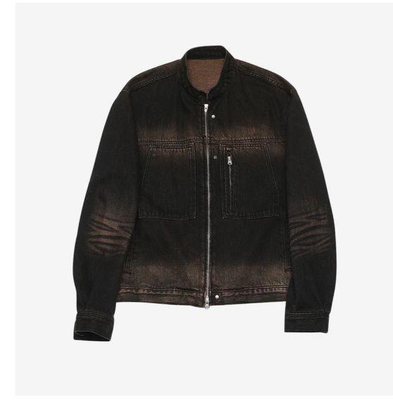HALEINE９ アレンヌ サンド ブラッシュド デニム バイカー ジャケット DARK BROWN オイル
