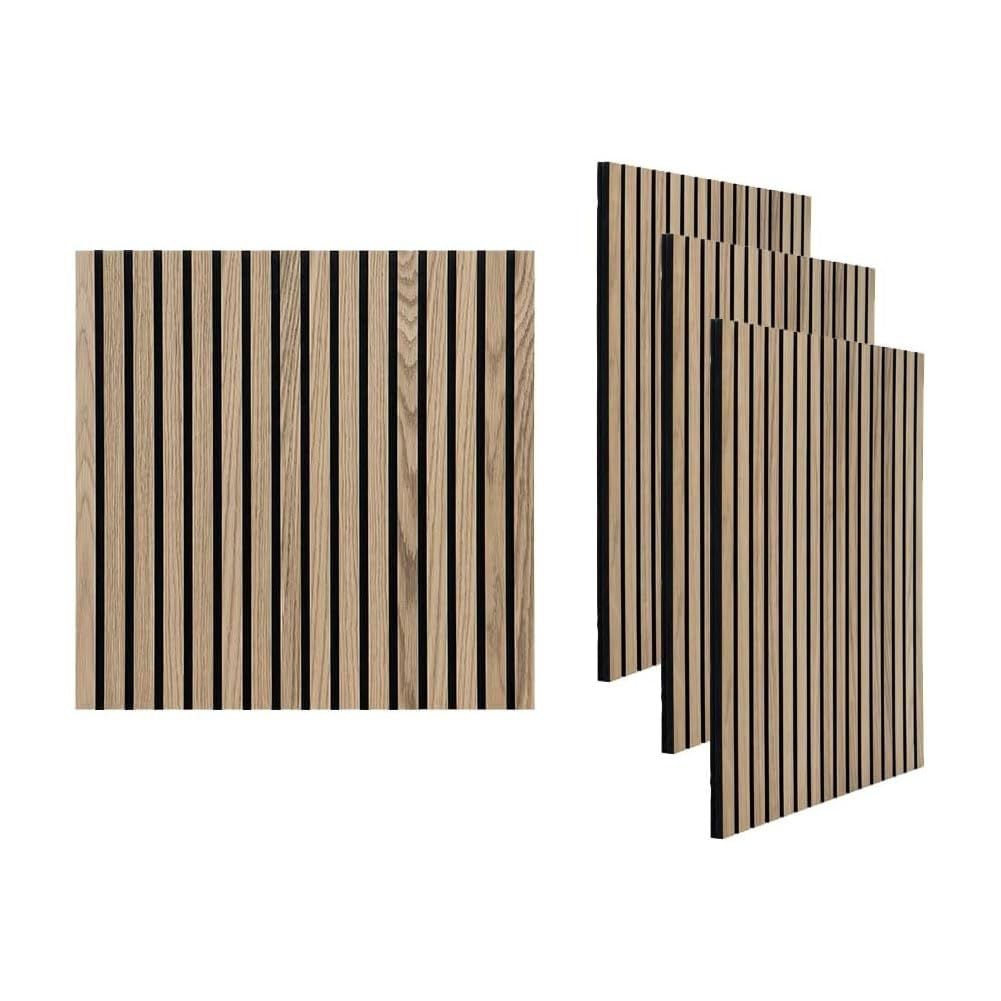 新品 JOOHY ウォールパネル 音パネル 吸音材 吸音ボード 600×600×21mm 4枚 天然木 おしゃれ ヘッドボード インテリア 内装 壁 材 パネル 子供の泣き声 演奏 騒音対策 音漏れ対策(オーク)
