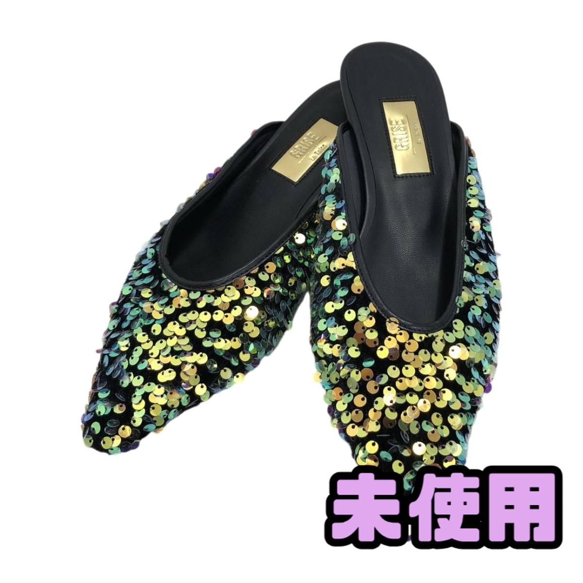 ★未使用★ ミュール POINTED SEQUIN MULE FLAT Mサイズ AKN182771相