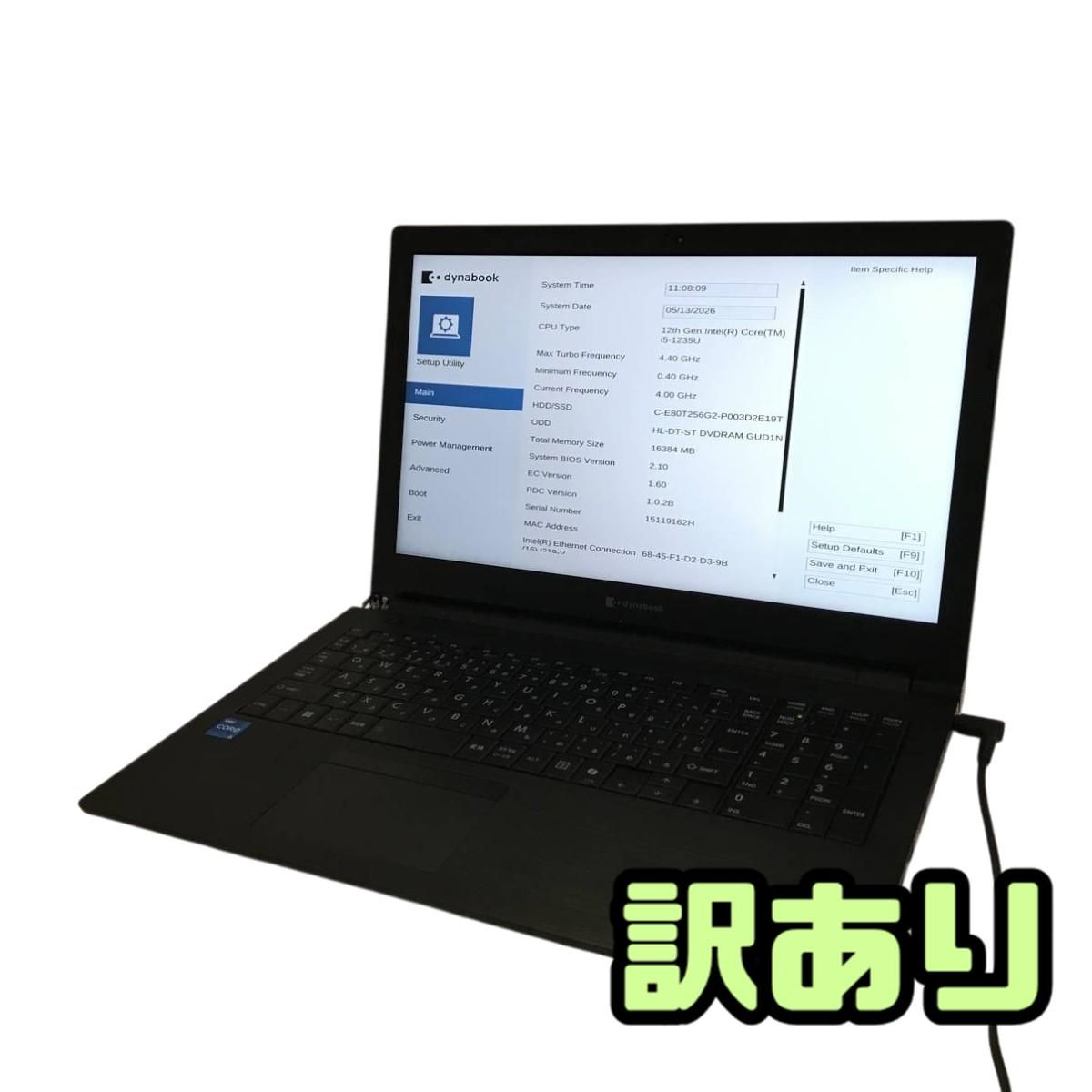 ★未使用訳あり★ ノートPC Dynabook A6BVKYLC5E1A CPU Core i5-1235U メモリ16GB SSD256GB AQN010986相