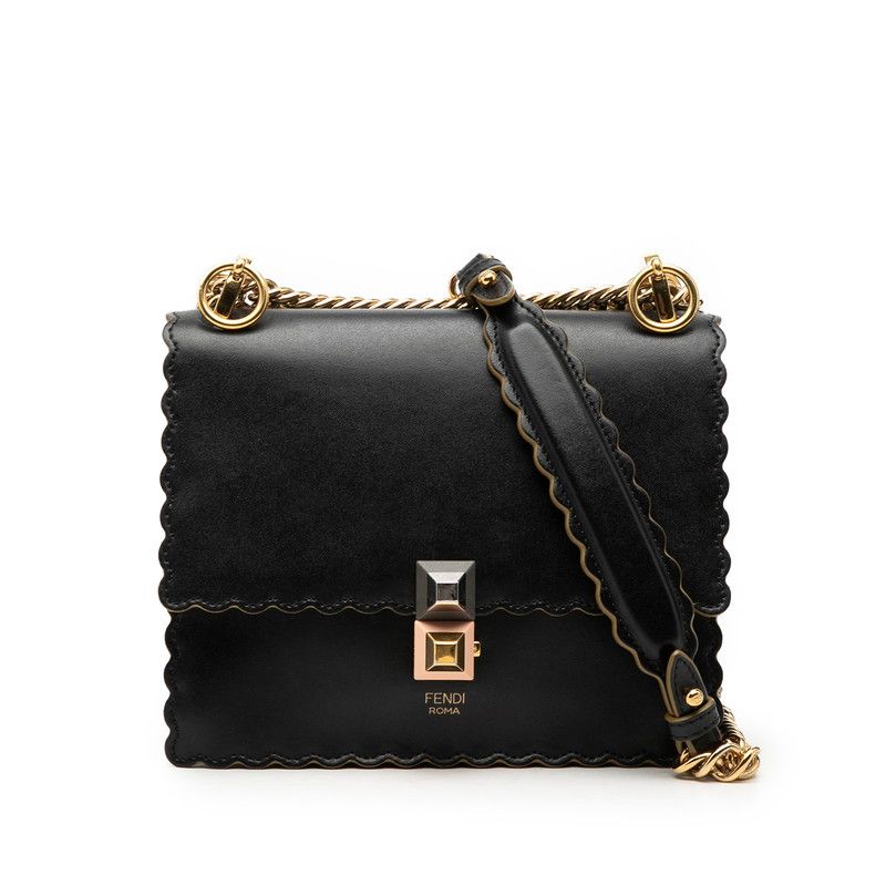 フェンディ ミニ キャナイ チェーン ショルダーバッグ 8M0381 ブラック レザー レディース FENDI【1-0267375】