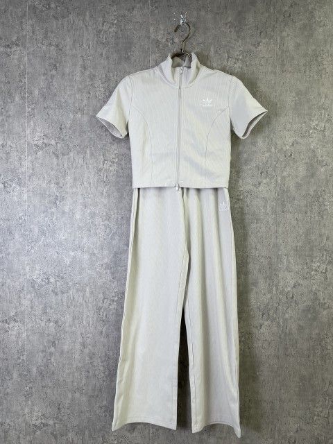 【中古】ADIDAS ｱﾃﾞｨﾀﾞｽ W RIB TOPS PANTS ﾘﾌﾞ ﾄｯﾌﾟｽ ﾊﾟﾝﾂ 半袖 ｾｯﾄｱｯﾌﾟ ﾍﾞｰｼﾞｭ ﾄｯﾌﾟｽM ﾎﾞﾄﾑS 33958484