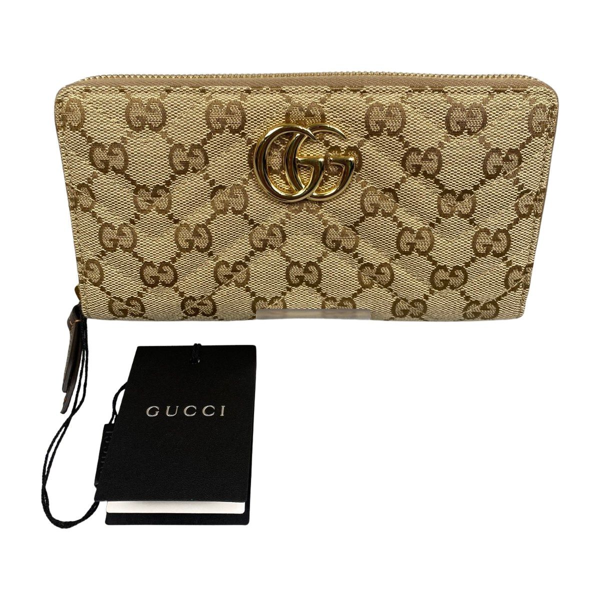 GUCCI グッチ ブルG ジップアラウンドウォレット 長財布 サンド 
