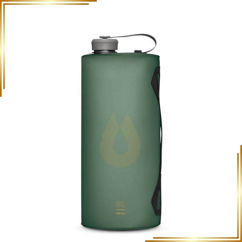 【新品】 HydraPak Seeker - 折りたたみ式キャンプ用ウォーターストレージ (3L) - BPA&PVCフリー ハイドレーションリザーバーバッグ 漏れ防止 - セージグリーン