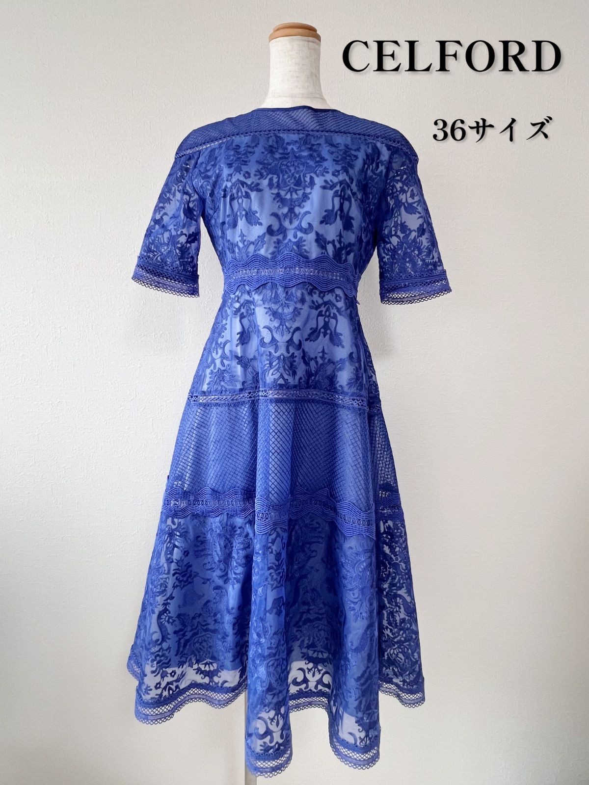 橋本環奈着用 CELFORD セルフォード オーナメント刺繍レース 36 青
