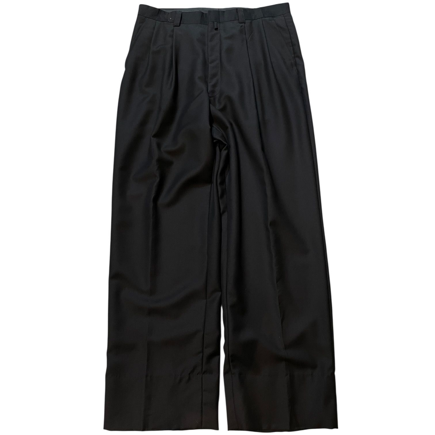 Yves Saint Laurent 2Tuck Wide Slacks 黒 W33 L30 イヴサンローラン ワイドスラックス