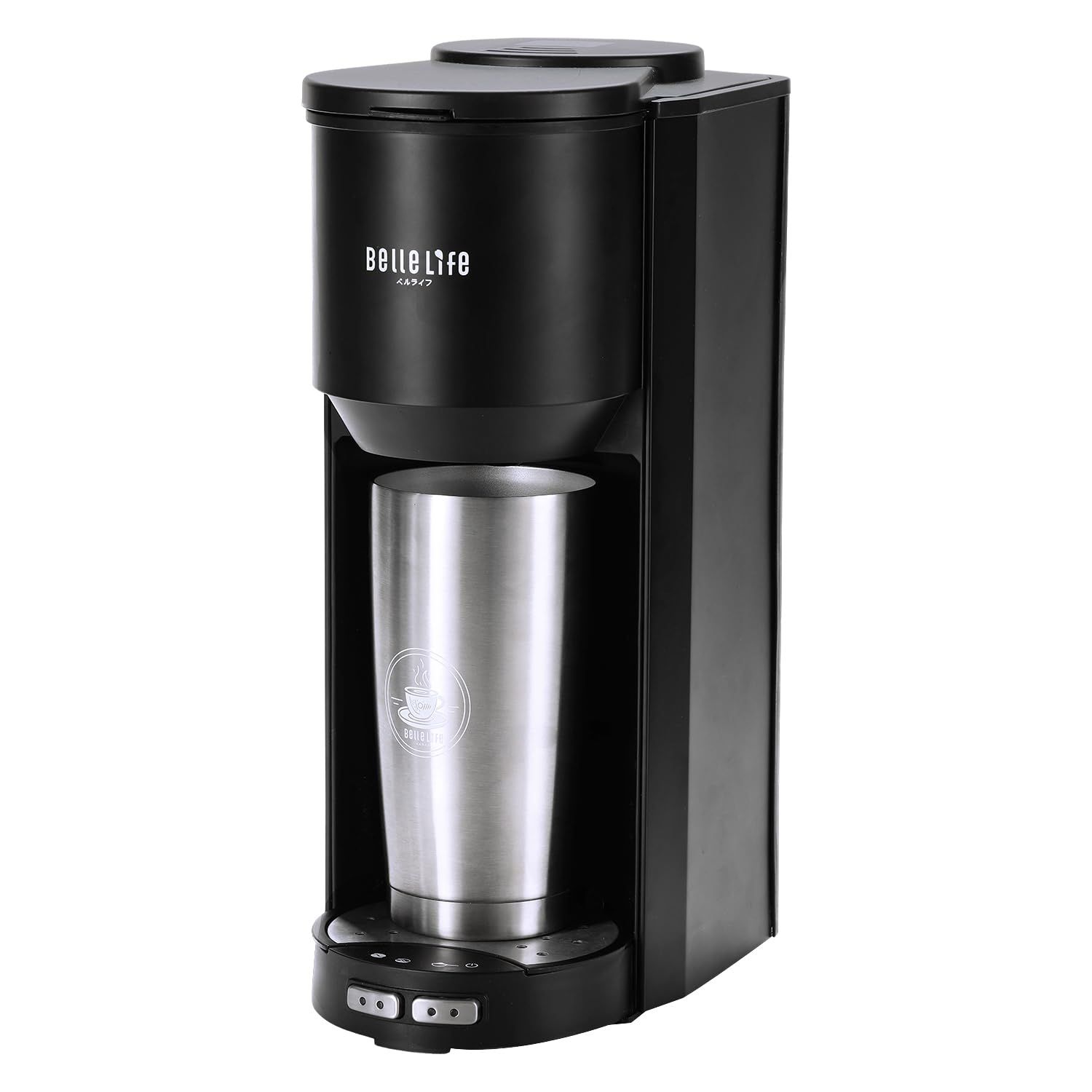 BelleLife コーヒーメーカー 全自動 コーヒーマシン 豆・粉両対応 ミル付き メッシュフィルター付 アイスコーヒー 真空断熱タンブラー付 トレイ調節可能mi 7dd64086