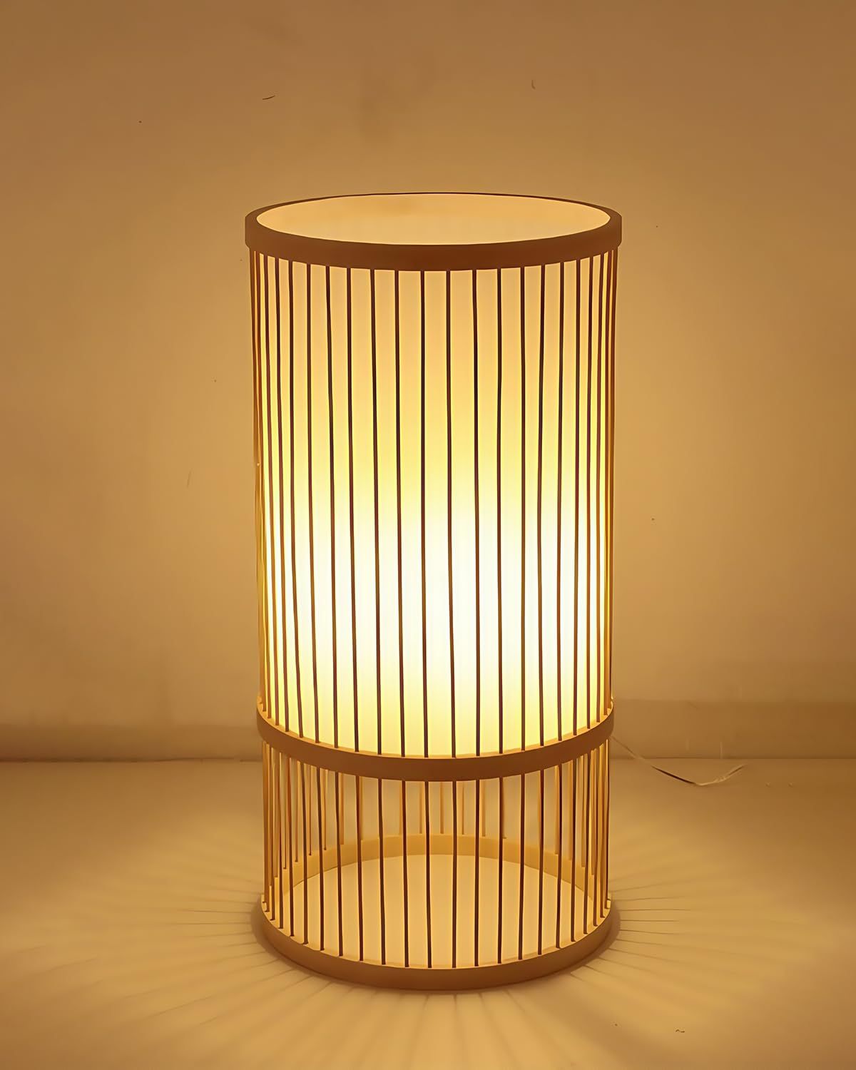 新品 AOVOCO フロアライト デスクライト LEDスタンドライト 竹編み 直径25cm×高さ50cm 和風 E26 完成品 LED インテリア照明 床置き おしゃれ 間接照明 ホテル カフェ 喫茶店 寿司屋 居酒屋 レストラン 寝室 和室 新築祝い 本体の