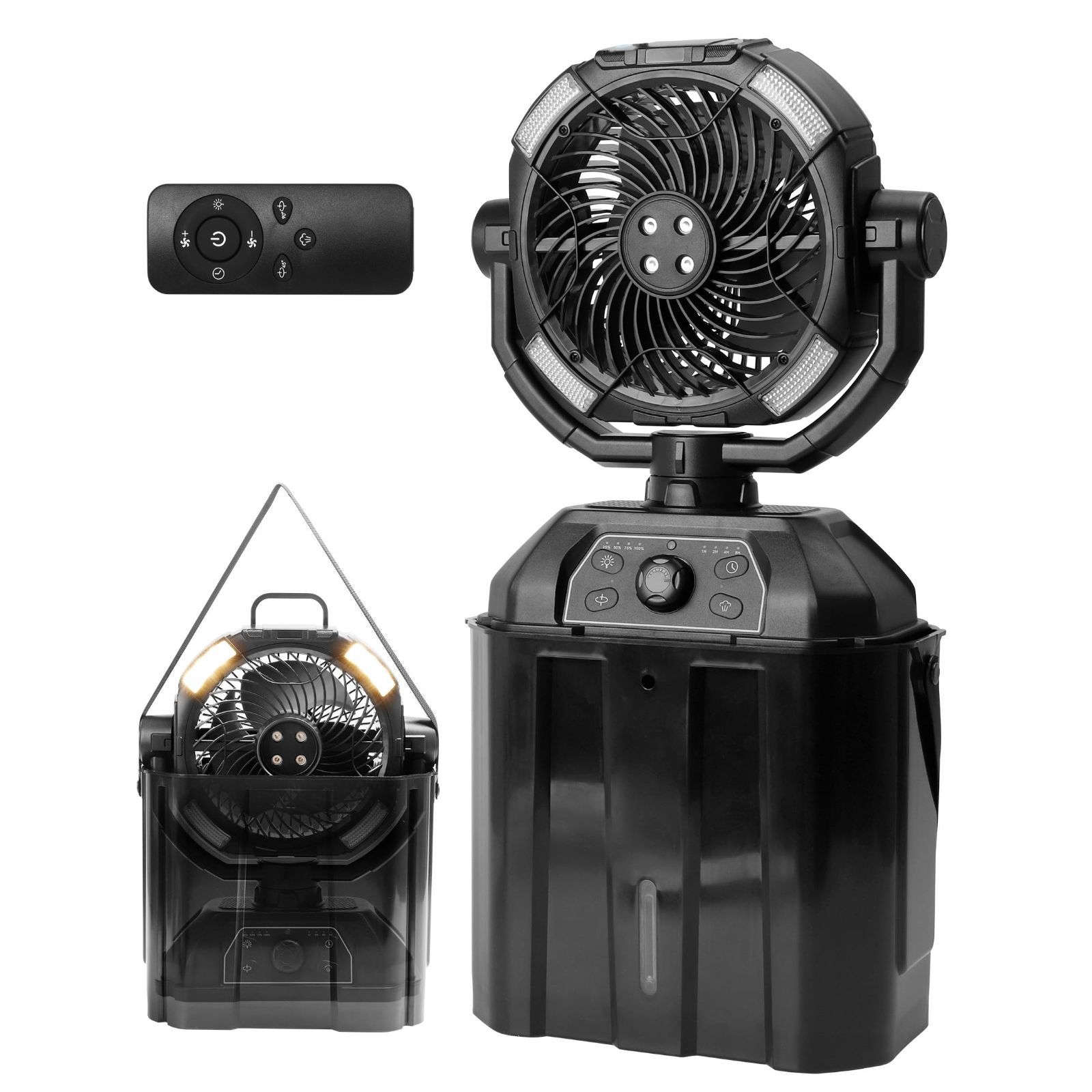 キャンプ扇風機 ミストファン 7L 水タンク 照明付き 左右揺れ 360° 送風 静音強力 充電式 USB コードレス ポータブル加湿器 冷感サーキュレーター 防災対策 アウトドア用品 卓上扇風機