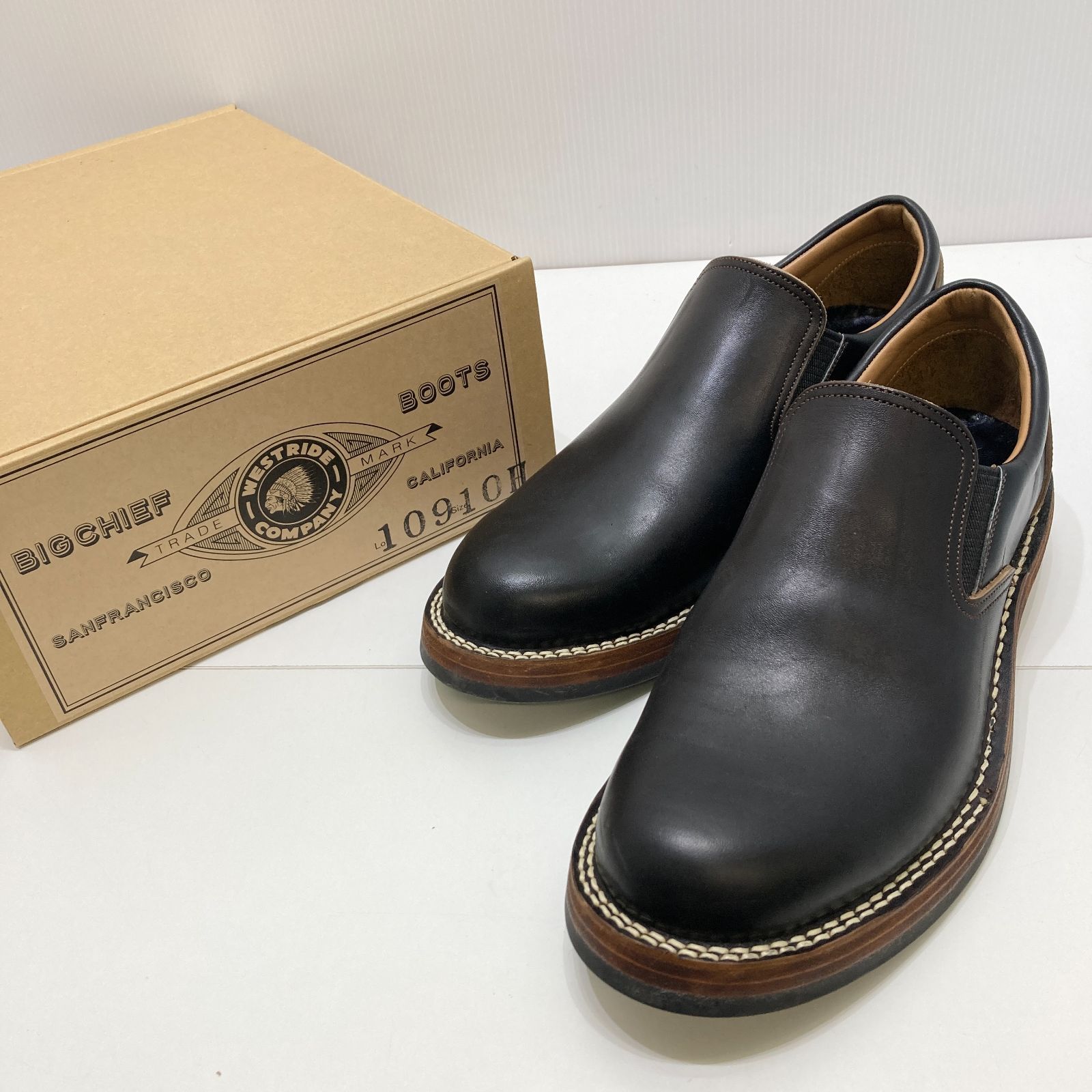 WESTRIDE ウエストライド SLIPON EASY BOOTS ホスハイド WRBCB1817-10HE 109 ブラック 10H 28.5cm スリッポンイージーブーツ