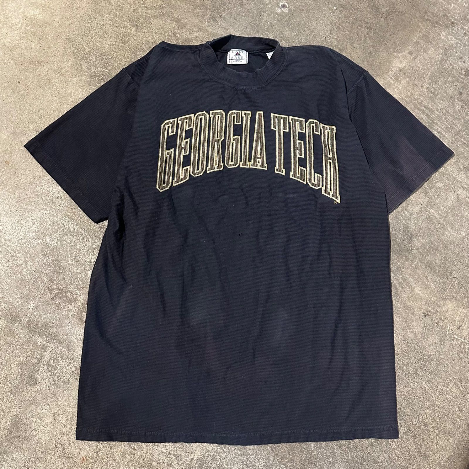 90s USA製 GEORGIA TECH カレッジTシャツ ネイビー フェード L English Included