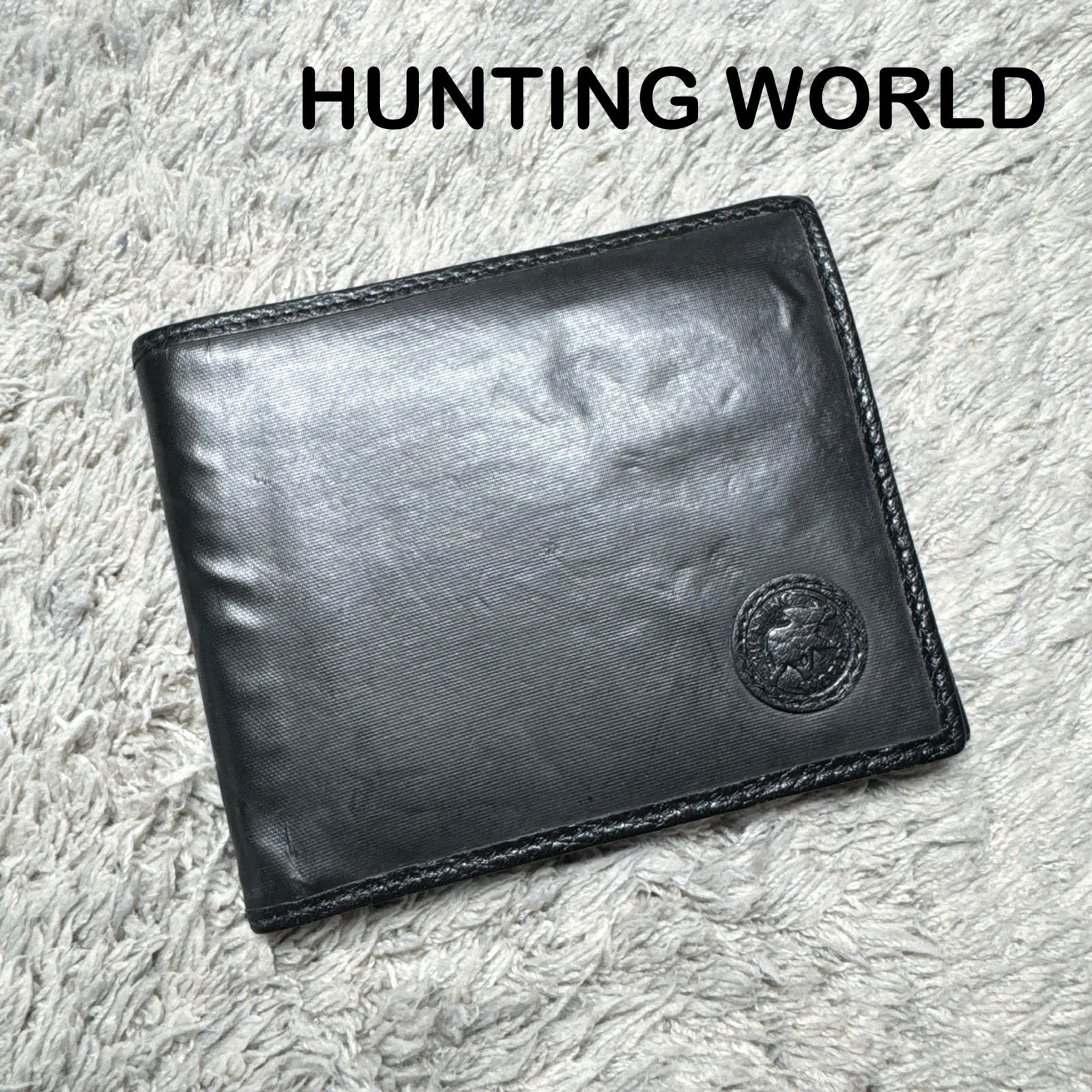 HUNTING WORLD ハンティングワールド 二つ折り財布 ブラック レザー