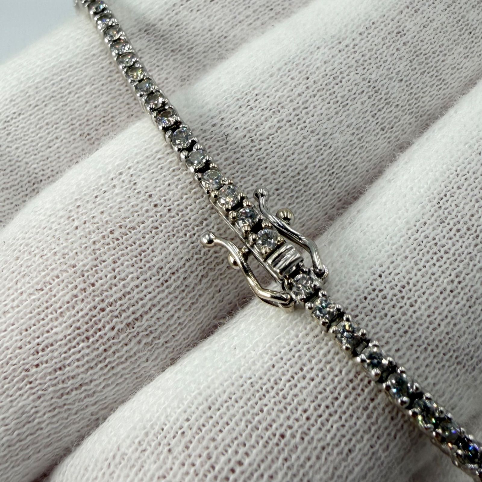 豪華2.00ct】K18WG ダイヤモンド テニスブレスレット 18cm 750金 