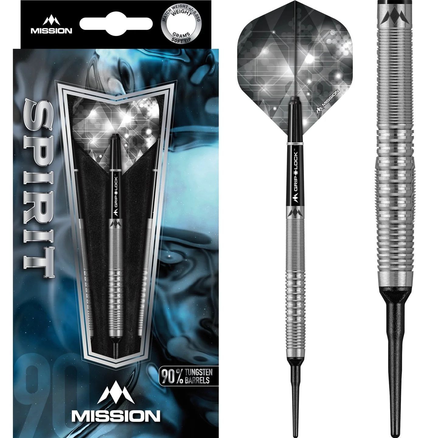 ミッション ダーツ バレル スピリット M4 リアレイザーグリップ ソフトチップ 90%タングステン / Mission Spirit Darts Soft Tip M4 Rear Razor Grip