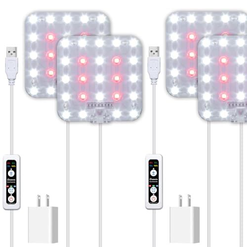 DOMMIA植物育成ライト、2個入り、ナチュラルホワイト、調光可能な植物育成ライト led、光学レンズ付き全スペクトル、タイマー付き植物用、アダプター付きUSB育成植物 ledas d464c2f4
