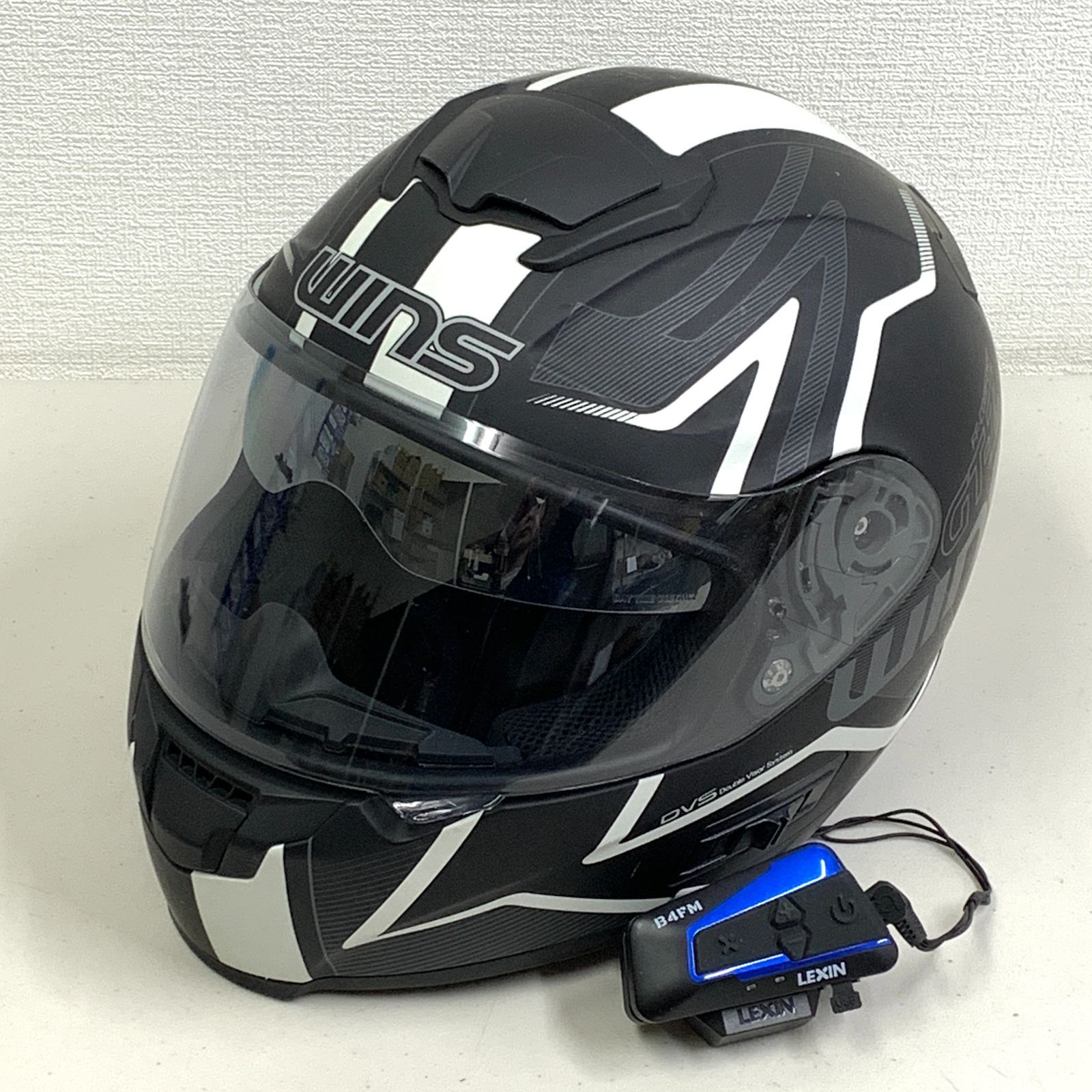 WINS FF-COMFORT GT-Z Lサイズ ウインズ バイク 二輪 フルフェイス ヘルメット コンフォート LEXIN B4FM バイク用 インカム付き 通電確認済み 簡易清掃済み