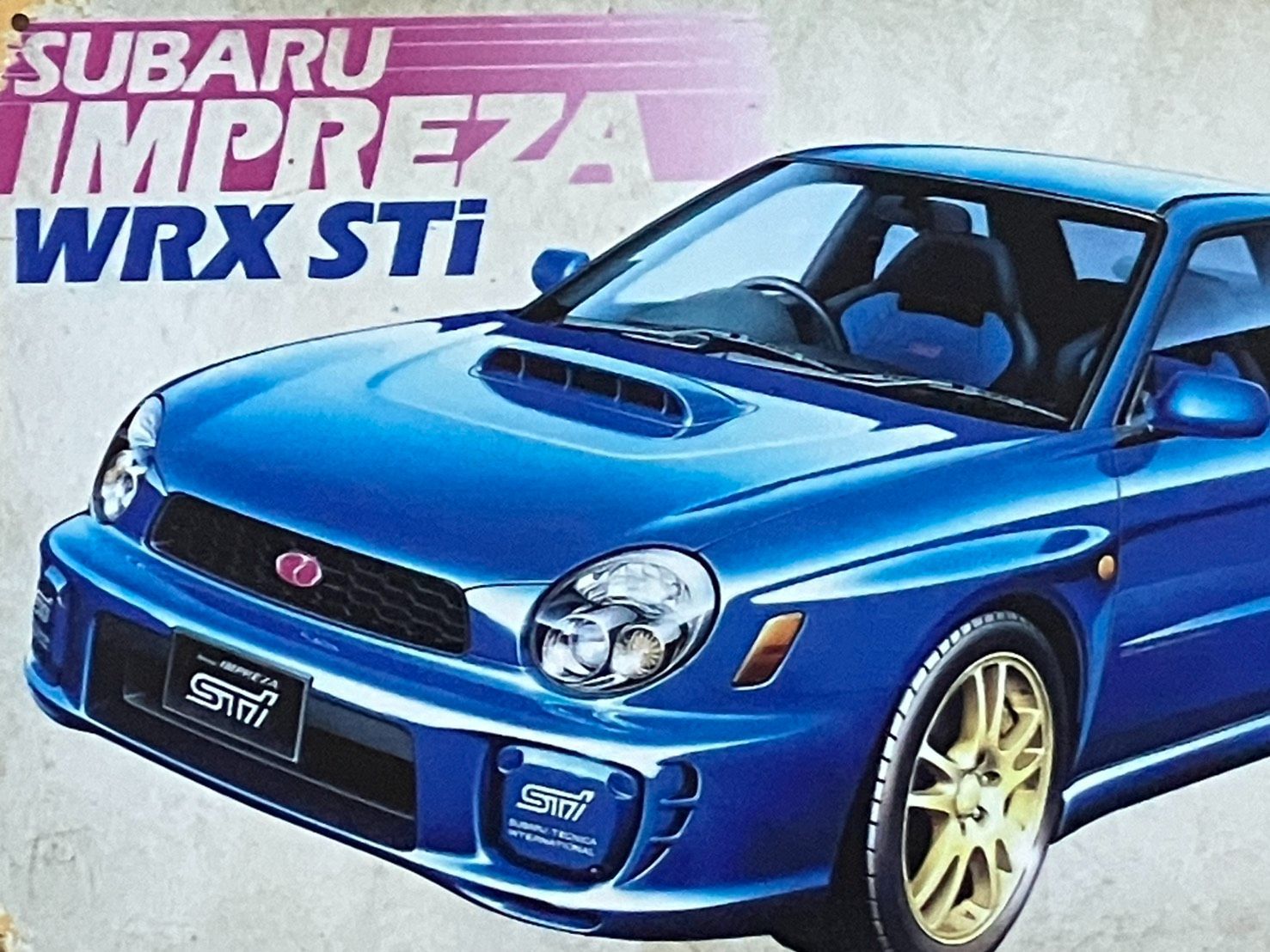 51822］ブリキ看板 スバル SUBARU 富士重工業 WRX インプレッサ S4 STI 