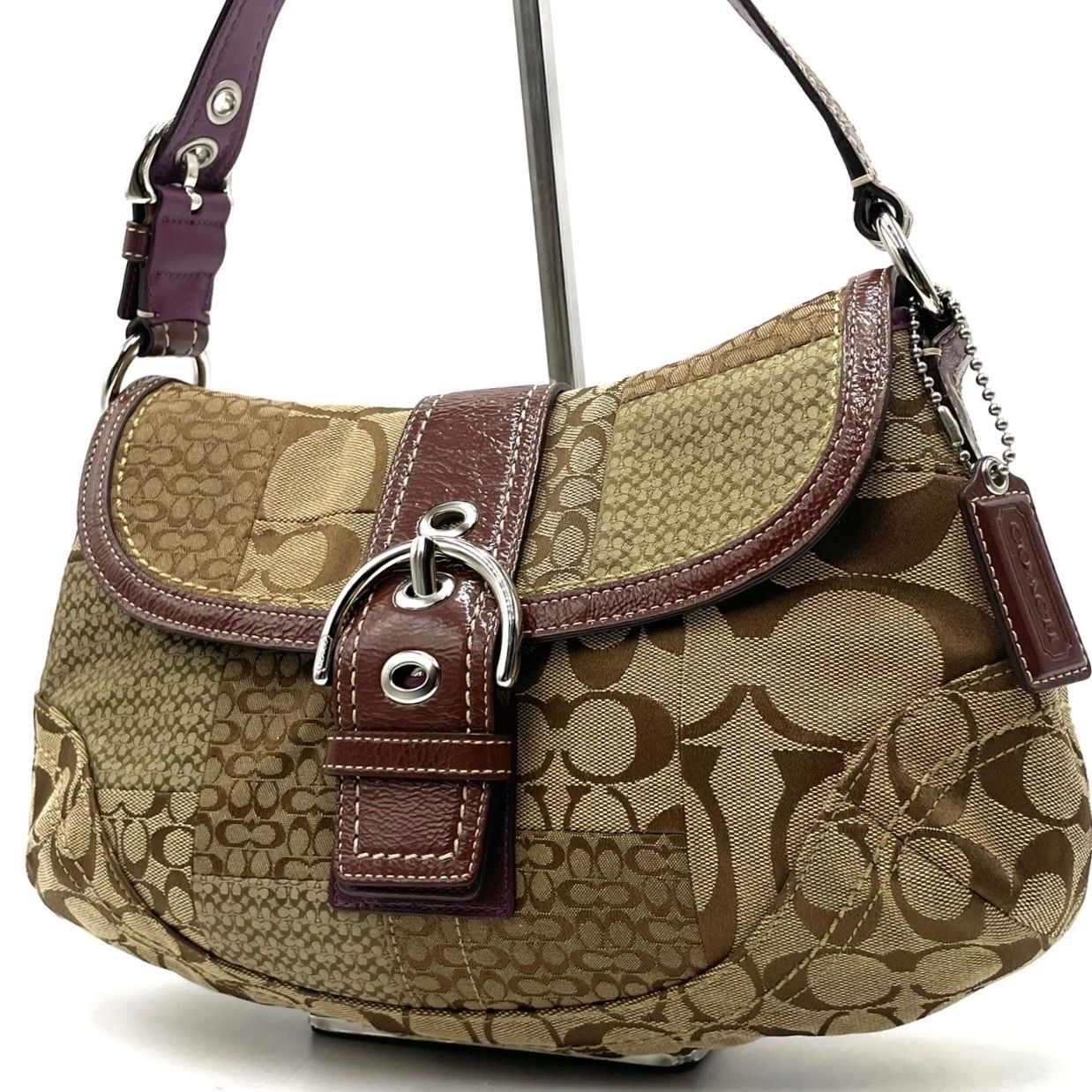 美品● COACH コーチ ショルダーバッグ ワンショルダー ソーホー パッチワーク キャンバス