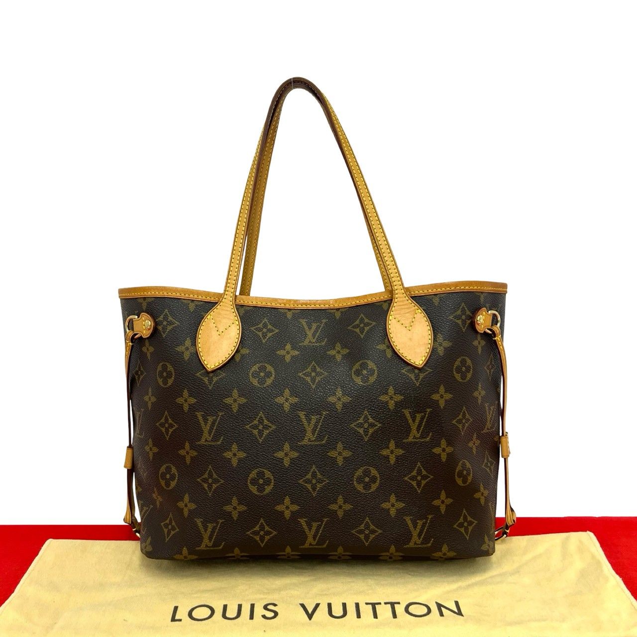 極 美品 袋付き LOUIS VUITTON ルイヴィトン ネヴァーフル PM モノグラム レザー 本革 トートバッグ ハンドバッグ ブラウン 茶 19971