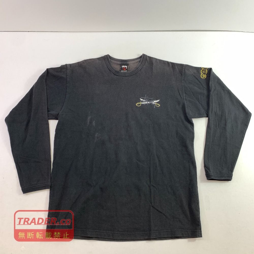 04w6871▽※【中古】ステューシー STUSSY 3面 プリント オールド SSリンクロゴTシャツ ロンT 長袖Tシャツ Lサイズ ブラック【八王子店】