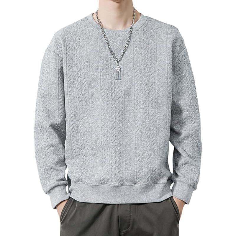 【新品】 [FJLTDCP] トレーナー メンズ 秋服 長袖 丸襟 パーカー tシャツ おしゃれ ゆったり カジュアル 大きいサイズ 無地 プルオーバー メンズ 人気 快適トップス カジュアル 秋冬春服 gray -L