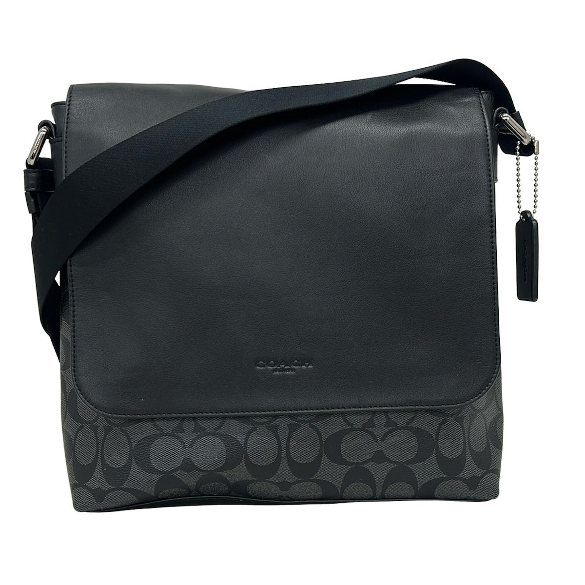 COACH(コーチ) ショルダーバッグ美品 シグネチャー柄 F28575 グレー×黒 レザー 11,620円