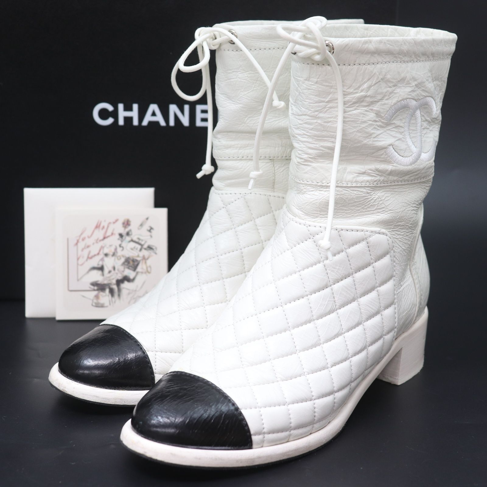 CHANEL シャネル ショートブーツ マトラッセ ココマーク 24.5cm相当 ITDZXMPRBXKW CHANEL シャネル マトラッセ ココマーク ブーツ ショート