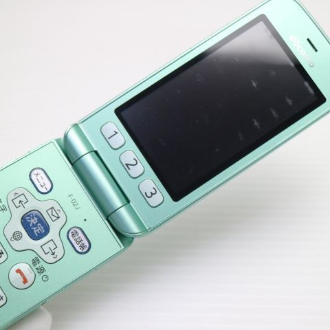 良品中古 F-02J らくらくホン ミントグリーン 即日発送 ガラケー