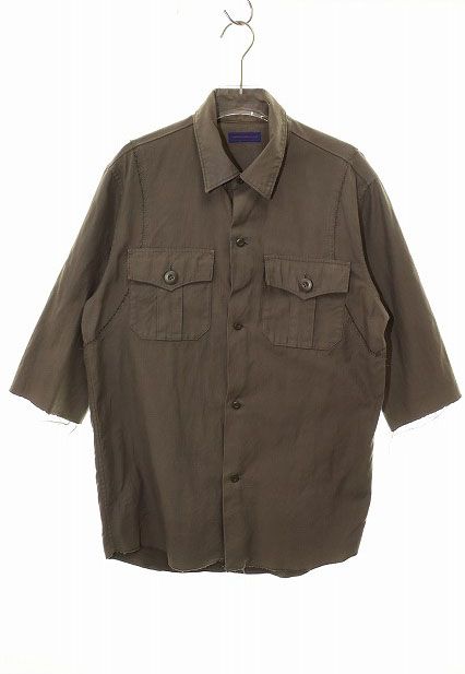 アンダーカバー UNDERCOVER SCAB復刻 16SS BACK SATIN 3/4 SLEEVE SHIRT SIZE 3 UCQ4402-2 バック GIZロゴ プリント 7分袖 シャツ カーキ 【ブランド古着ベクトル】【中古】260521