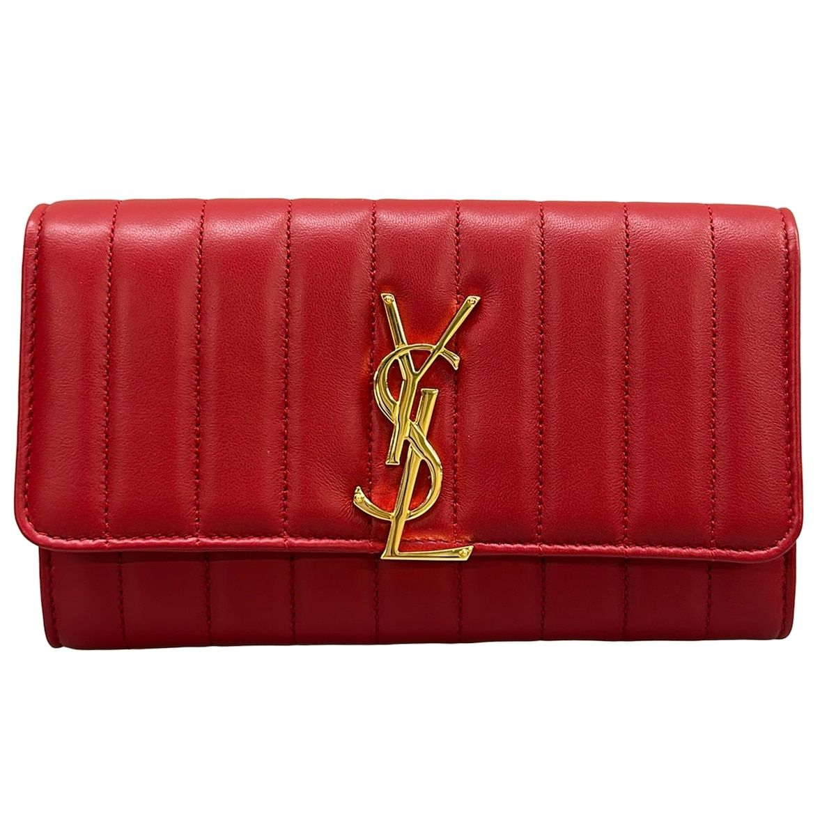 SAINT LAURENT PARIS(サンローランパリ) 長財布美品 539972 レッド レザー