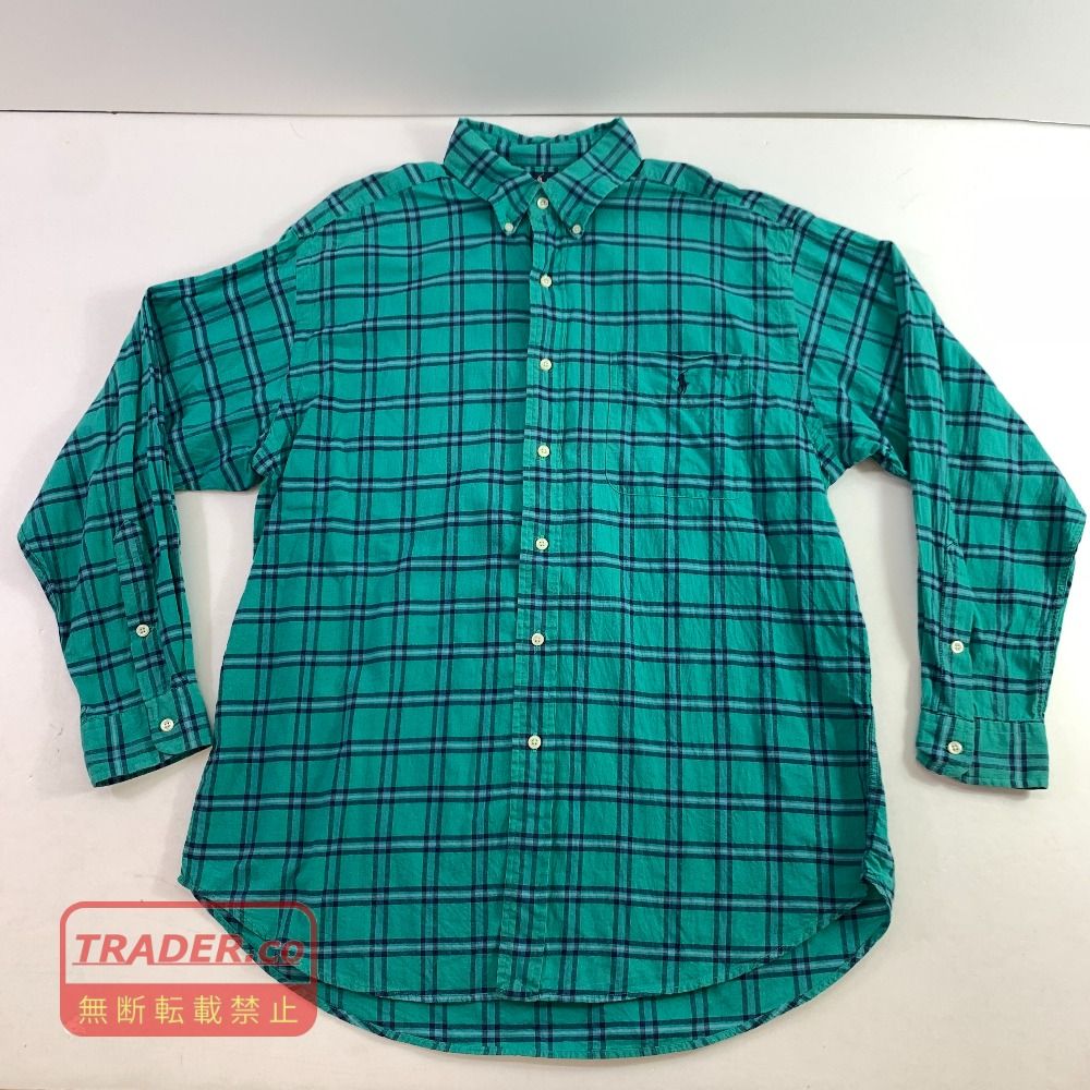 04w6873▽※【中古】Ralph Lauren ラルフローレン Blaire ブレア 長袖 ボタンダウンチェックシャツ メンズ L【八王子店】