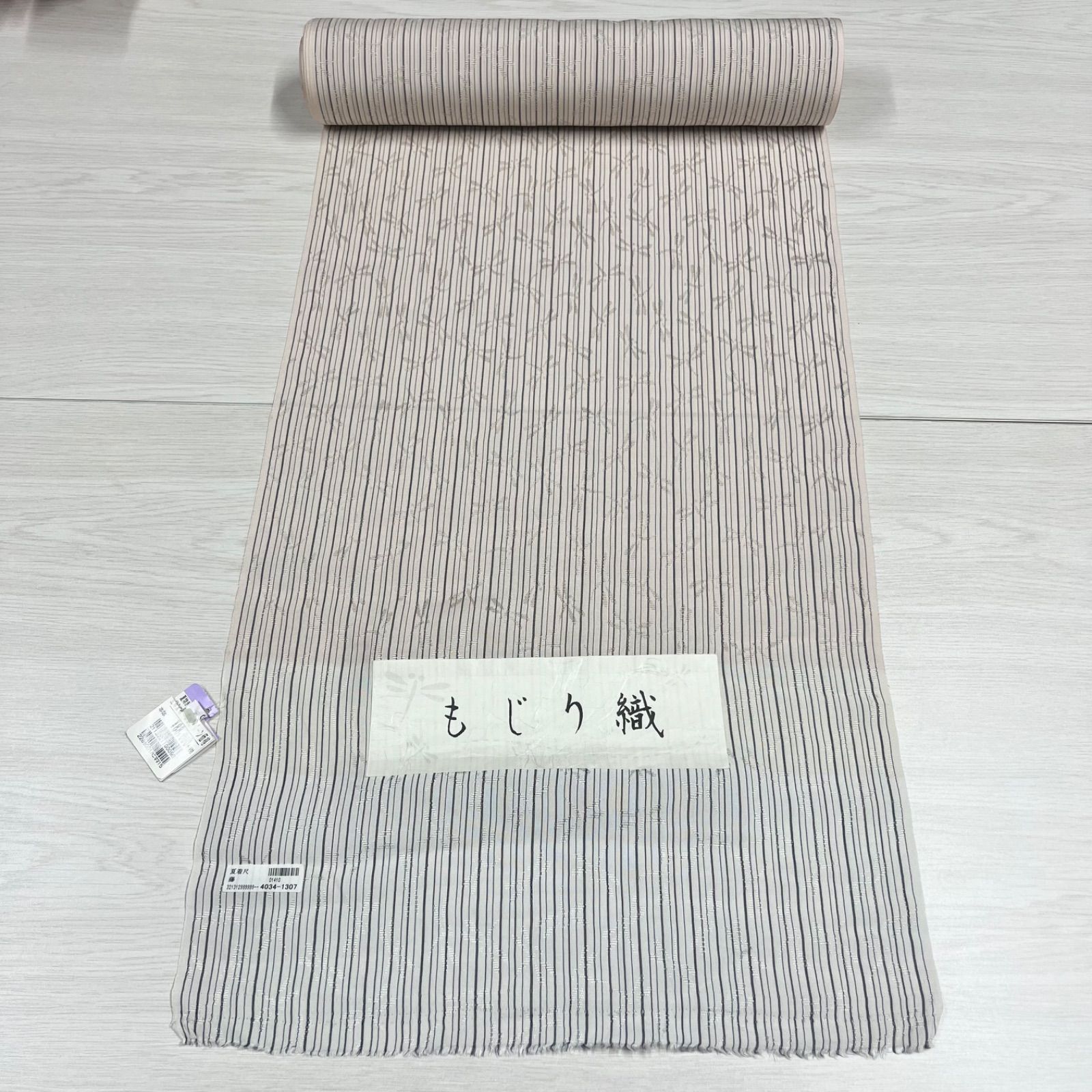 【未使用品】　美品　匿名配送　反物　もじり織　夏着物　未仕立て　ピンク　縞　とんぼ　反物夏29