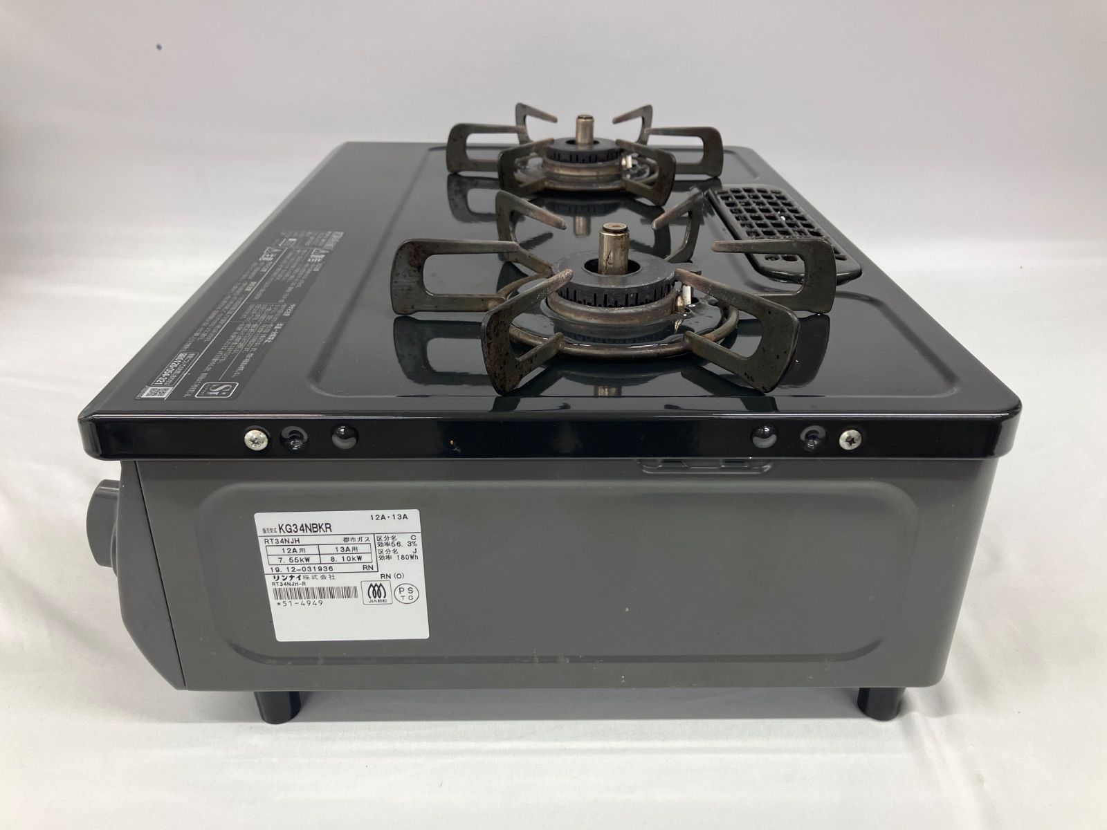 ≪品≫ リンナイ グリル付ガステーブル KG34NBKR ＜都市ガス用＞